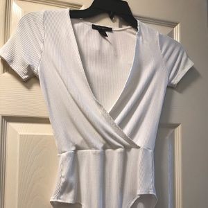 Forever 21 Shortsleeve DeepV Crisscross Bodysuit